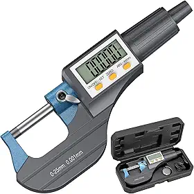 HDLNKAK Micrômetro digital hdlnak, ferramenta de medição de precisão de micrômetro externo, 0-1"/0-25 mm, polegada/métrica 0,00005"/0,001 mm, ferramenta de medição de espessura de maquinista
