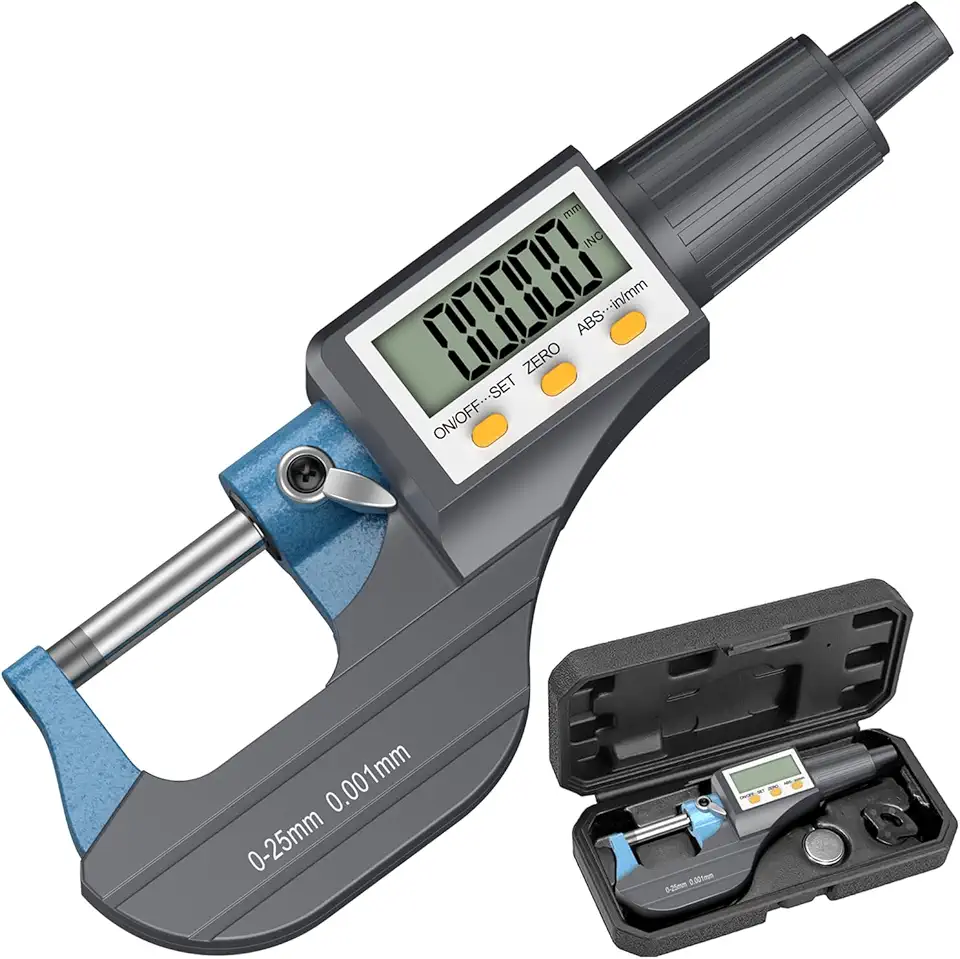 HDLNKAK Micrômetro digital hdlnak, ferramenta de medição de precisão de micrômetro externo, 0-1"/0-25 mm, polegada/métrica 0,00005"/0,001 mm, ferramenta de medição de espessura de maquinista