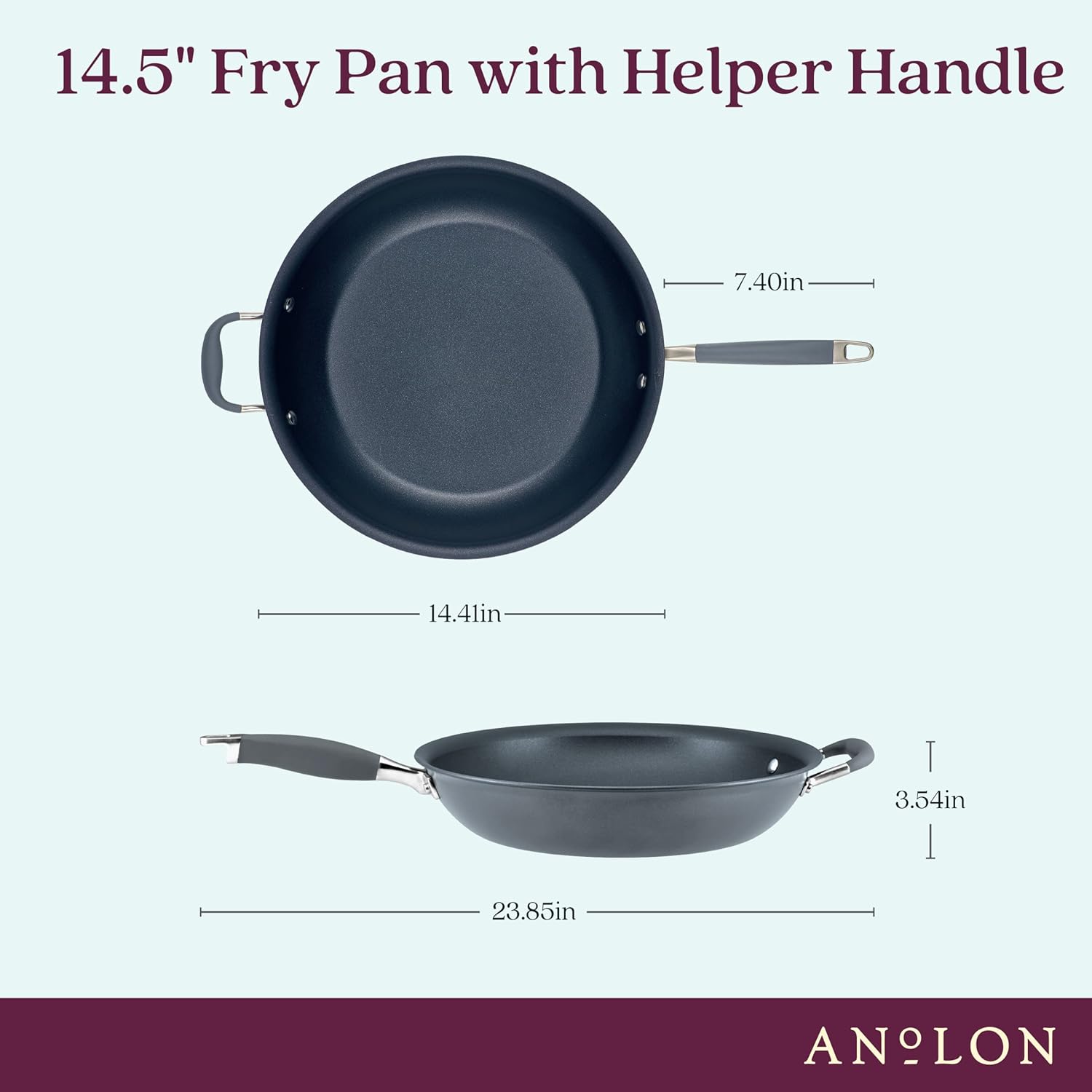 Anolon Advanced Home Hard Anodized Nonstick Frying Pan, 14.5 Inch – Large Skillet with Helper Handle, 14 Inch Nonstick Frying Pan, Durable Cookware - Moonstone Moonstone Skillet w/ Helper Handle (14.5-Inch)