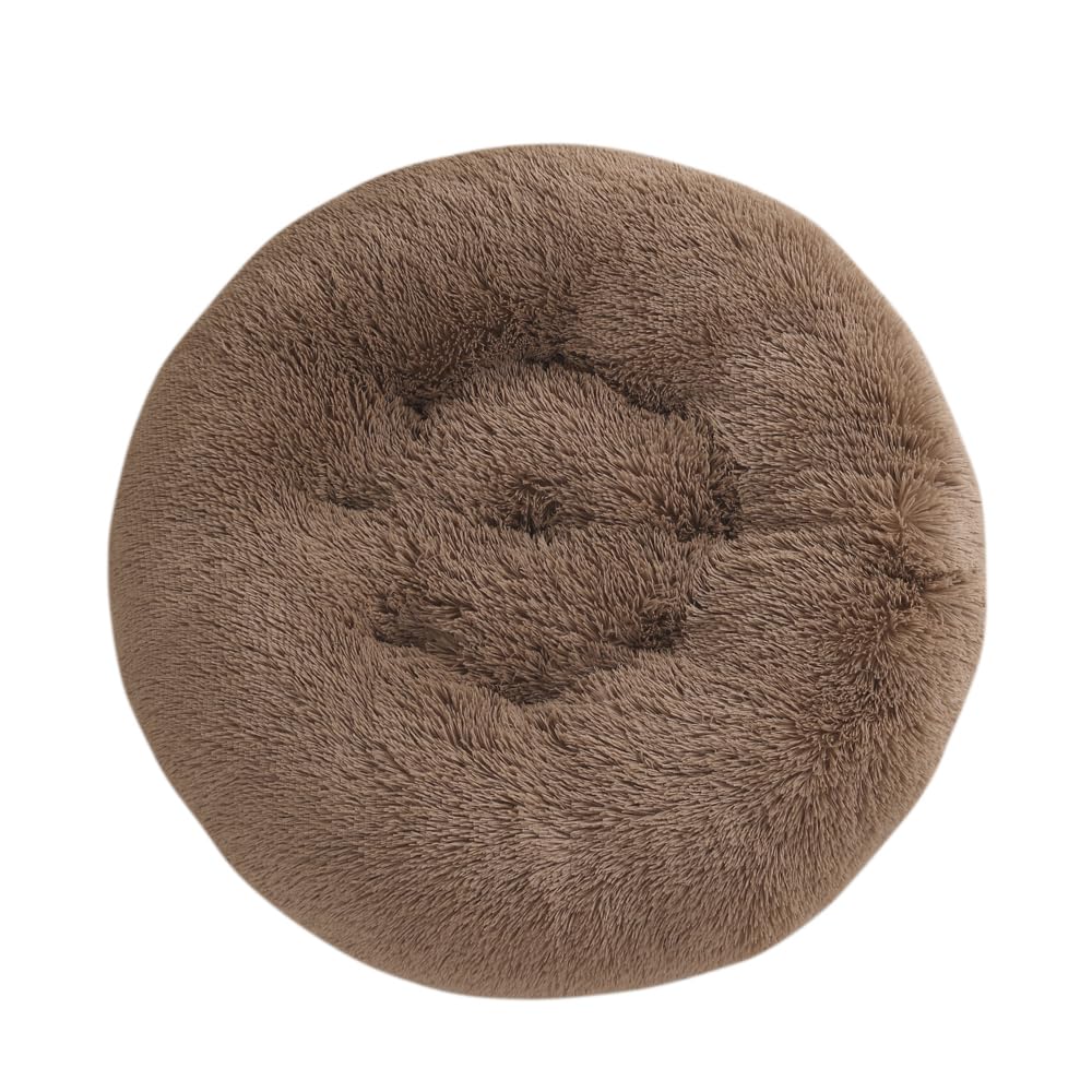 Cesto rotondo per cani, cuscino per cani lavabile, letto per cani morbido, tappetino anti stress estraibile per gatti cani (marrone, XL:85 cm)