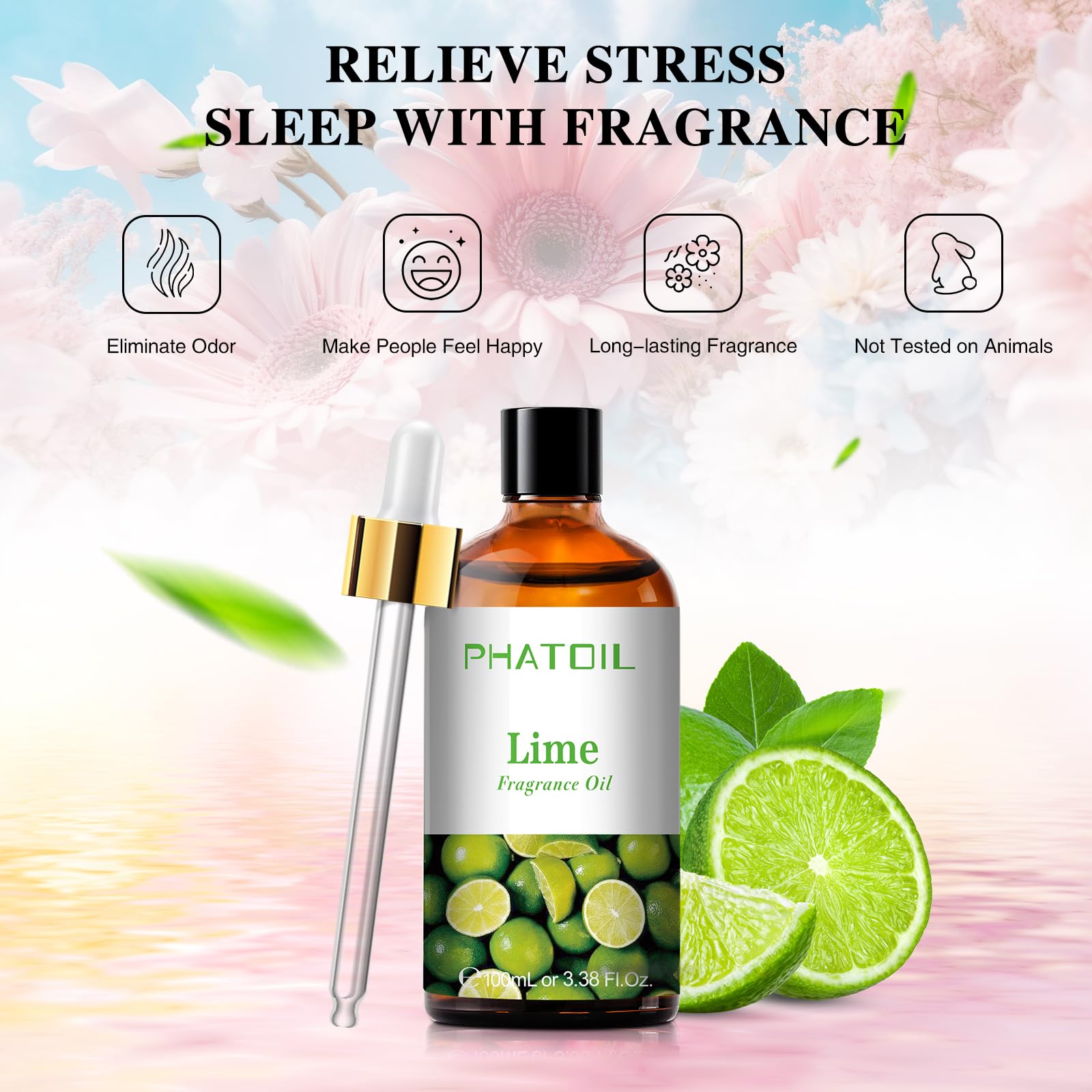 PHATOIL Oli Essenziali Lime 100 ml, Oli Essenziali Profumati per Diffusori, Olio Essenziale di Lime per Diffusore Aromaterapia, Umidificatore, Candele Fai da De