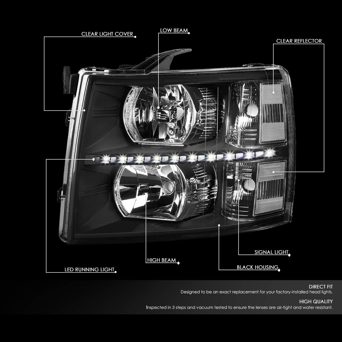 Tор Brаndѕ DNA Motoring HL-LED-CSIL07-BK-CL1 Pair LED DRL Strip Headlight/Lamp Compatible with 07-14 Silverado Bеѕt Dеаl DNA Motoring HL-LED-CSIL07-BK-CL1 Pair LED DRL Strip Headlight/Lamp Compatible with 07-14 Silverado