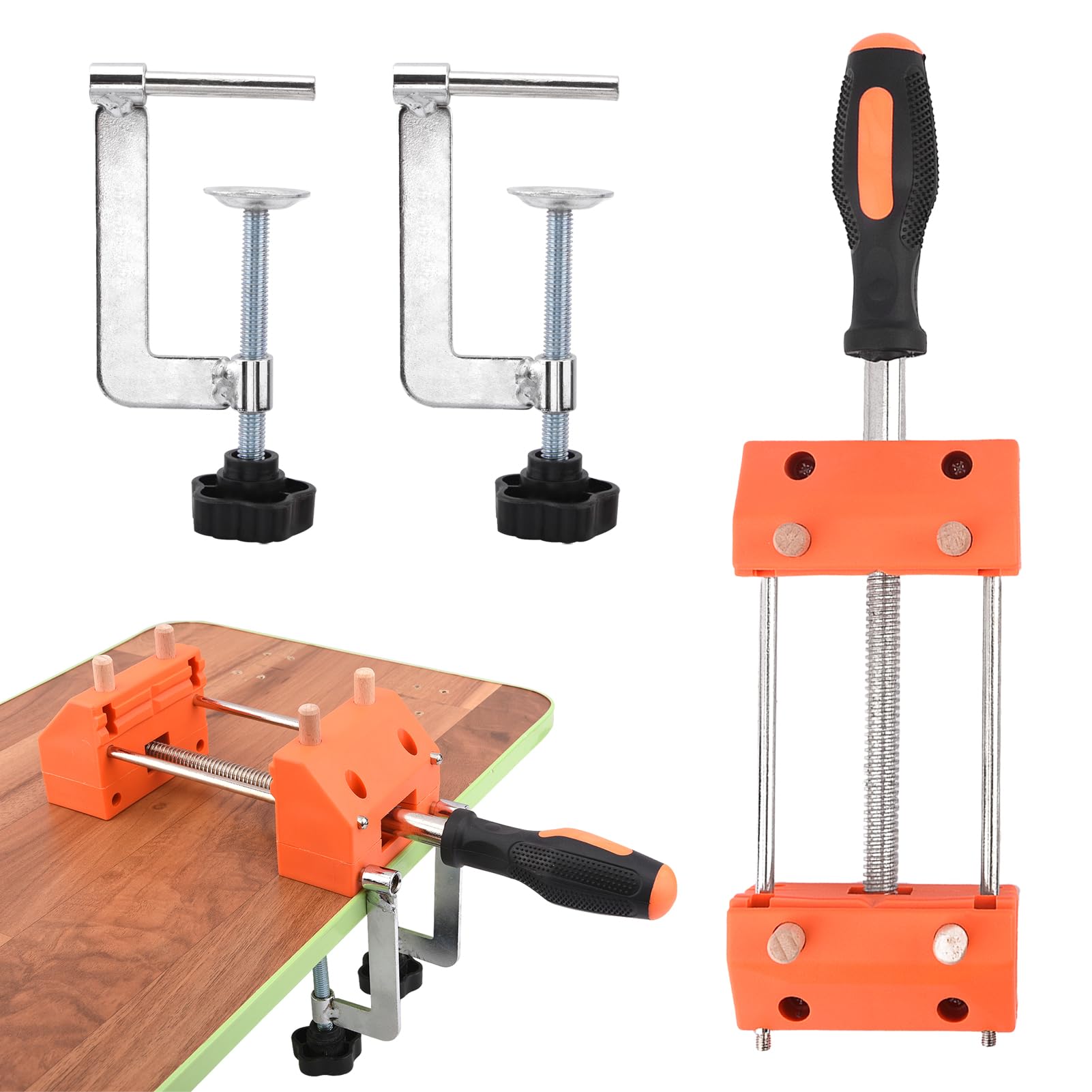 Bench Dogs Clamps for Woodworking, Work Clamp Adjustable Desk Clamp for Edge Clamps, Woodworking Tools and Accessories(Orange)