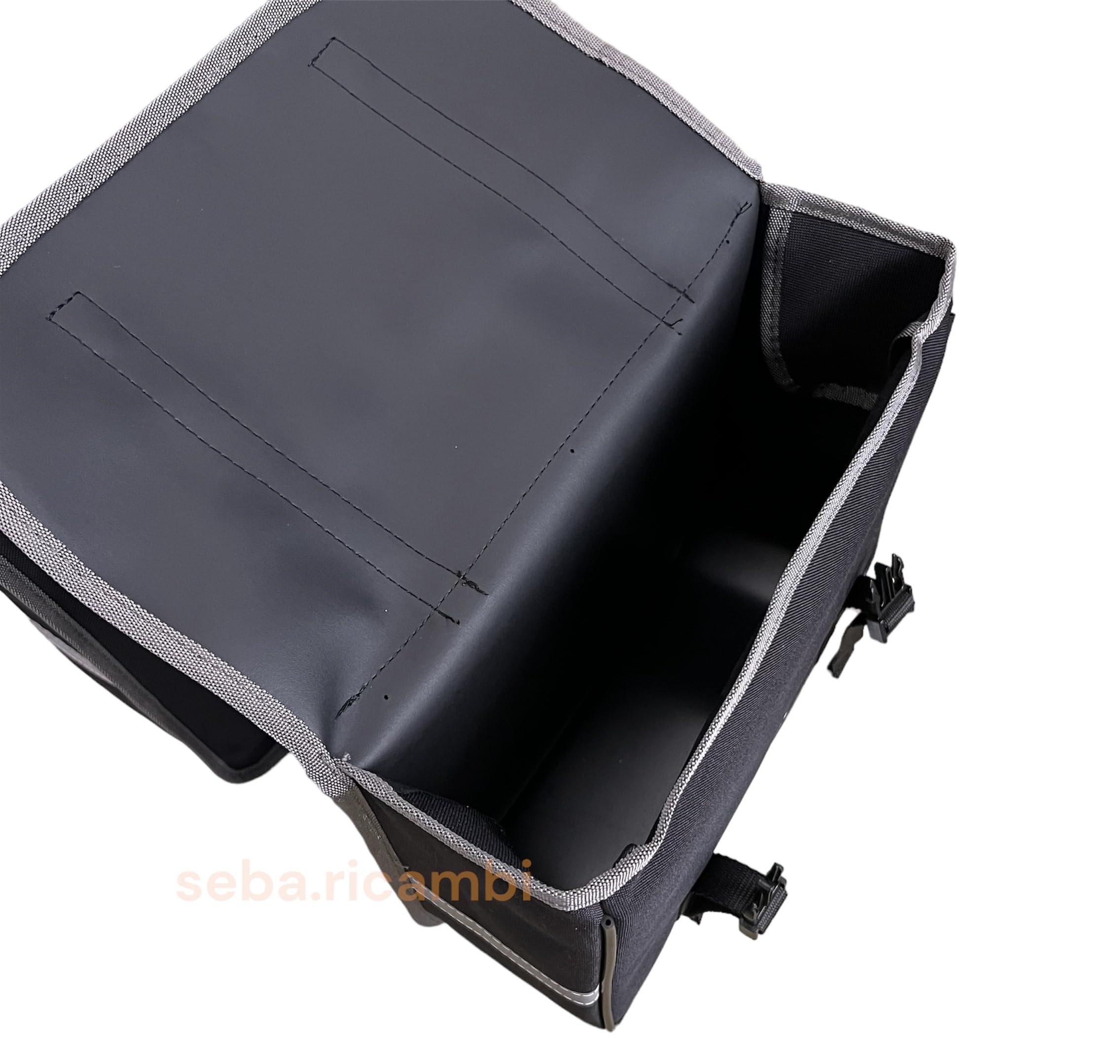 seba.ricambi Coppia Borse Laterali per Piaggio Ciao, Tela Nera, Rigide, 30 cm Lunghezza, 25 cm Altezza, Made in Italy