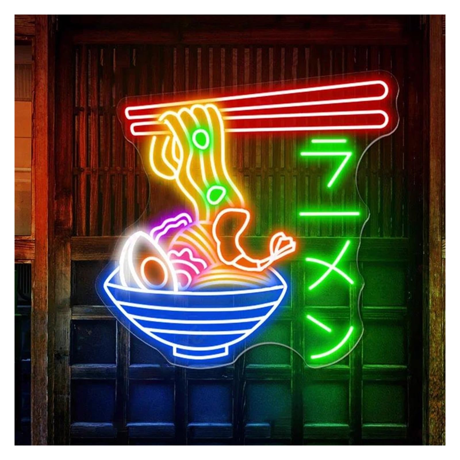 SHOUXI Sign Lamp Delicious Noodles Japanese Ramen Neon Signs Restaurant Decor Lights Ramen Bowl Neon Light(E,80X77CM)