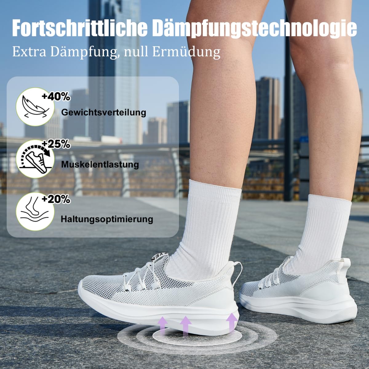 ZYEN Scarpe da ginnastica da donna, antiscivolo, leggere, traspiranti, per il tempo libero, per camminare, comode, adatte per jogging, passeggiate, fitness, attività all'aria aperta, grigio/bianco, 37