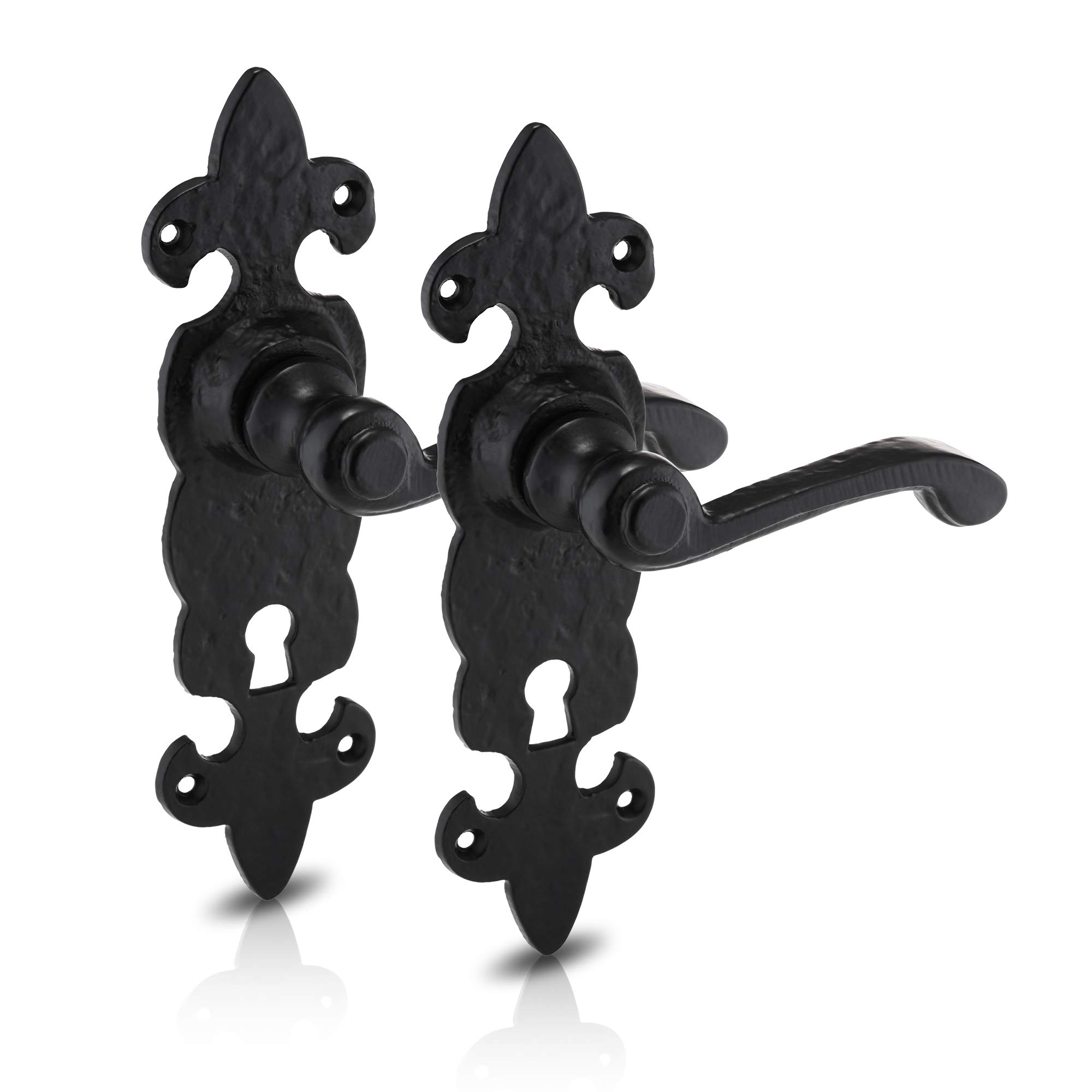 Buy XFORT® One Pair Black Antique Fleur De LYS Lock Handle, Internal