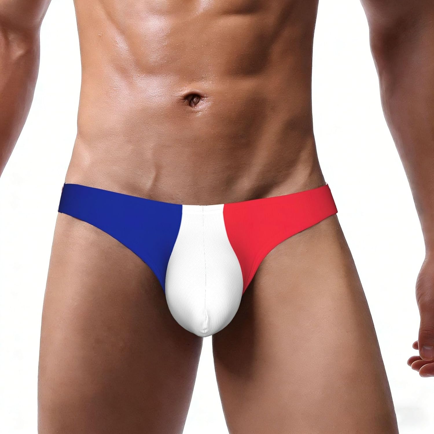 French Flag Print Mens Underwear With Pouch Smooth Men'S Briefs Low Rise Bikini Briefs For Men For All Day Comfort