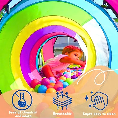 Miniatura 5 de Tienda de campaña desplegable de 4 piezas 2 túneles de gateo + 2 tiendas de campaña tiendas de campaña para niños, niñas, bebés y niños pequeños