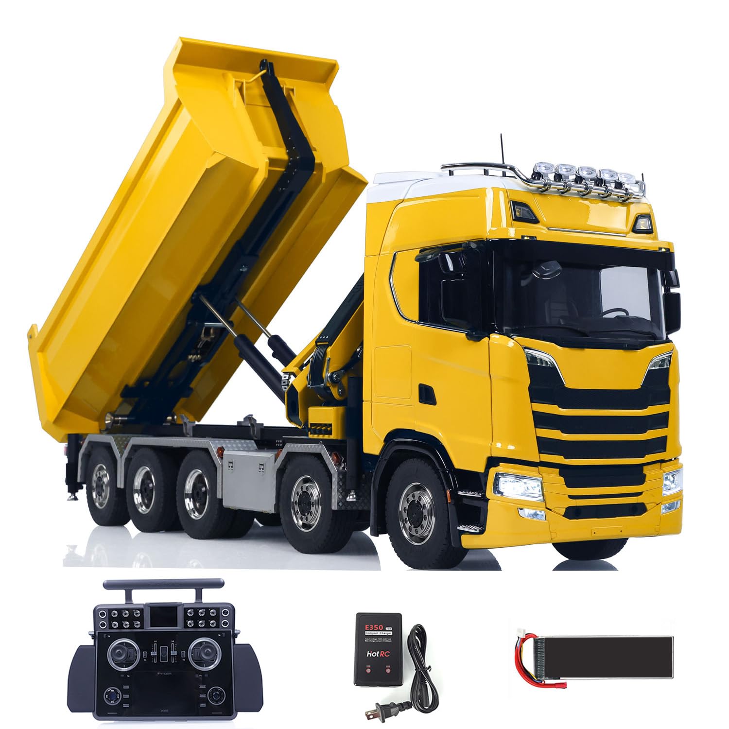 TOUCAN RC HOBBY 1 14 770S 10x10 Hydraulic Crane RC Tipper Car Metal Full Dump Truck RTR Battery