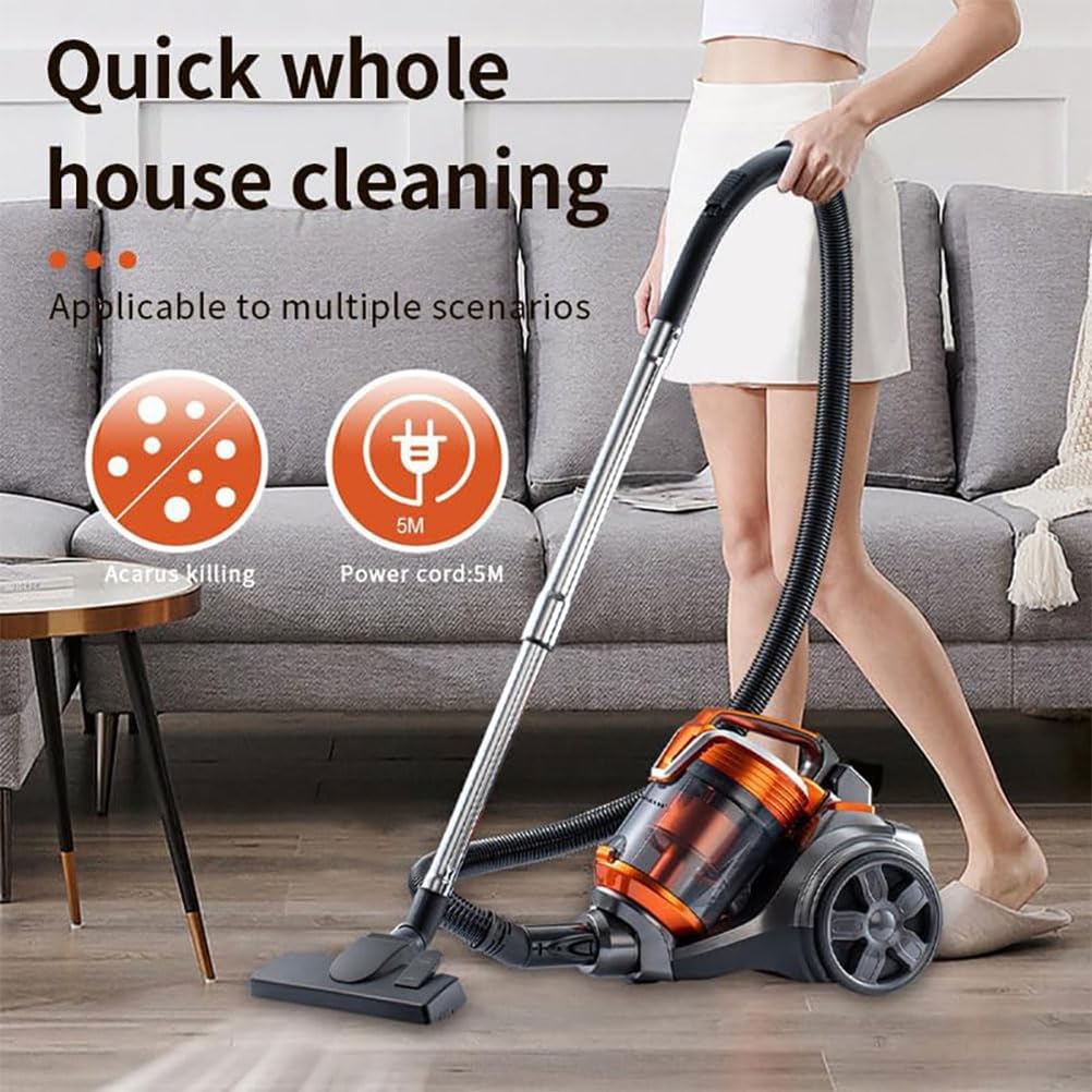 Aspiradora cilíndrica sin Bolsa de 3600 W, Limpiador ciclónico de alfombras y Suelos Duros, Ligero y Compacto, Filtro HEPA, Manguera Extensible, para Polvo, Suciedad y Suelos