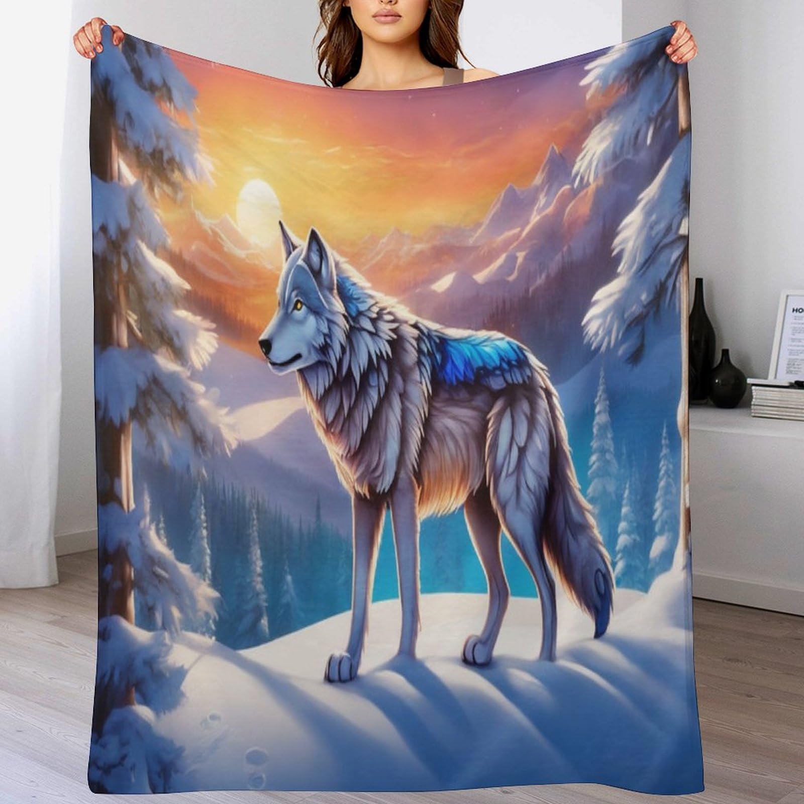 Couverture loup plaid chaud flannel pour vos soirées ciné