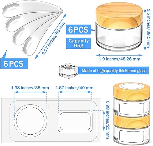 Miniatura 88 de MotBach Paquete de 3 tarros de vidrio de 16 onzas con tapas, recipientes redondos de vidrio transparente de 16.2 fl oz, tarros de maquillaje, tarro