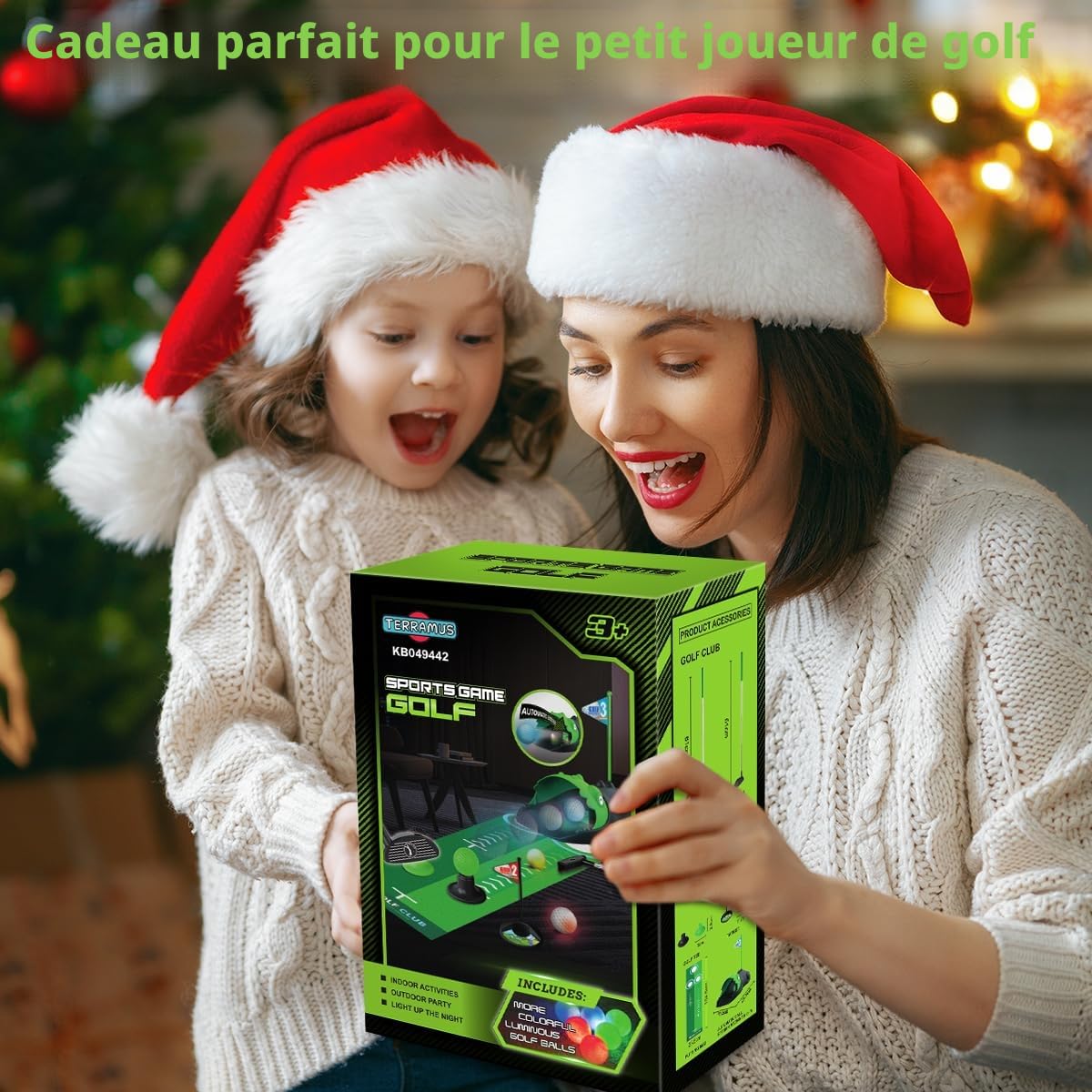 Ensemble de Golf pour Enfants avec 8 Balles, Tapis de Putting, 3 Bâtons, Équipement d'Entraînement - Jouets de Sport Intérieur et Extérieur - Cadeaux