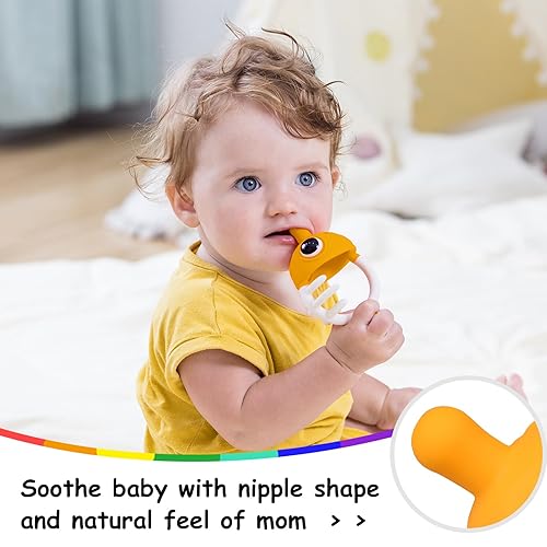 Miniatura 10 de Mombella Clownfish - Juguetes mordedores para bebés, juguetes de dentición para bebés de 0, 3, 6, 12 meses con clip, mordedores de silicona suave y