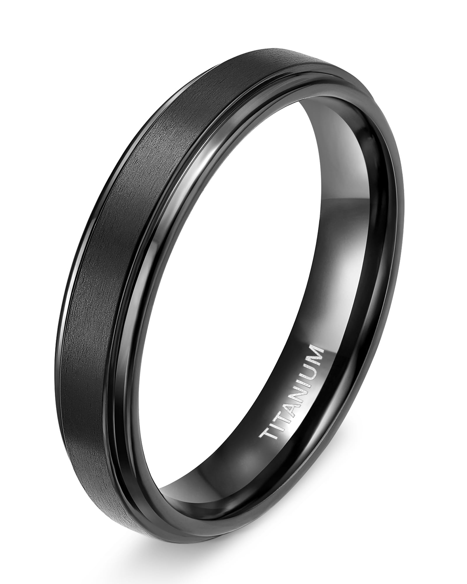 TIGRADE 4mm 6mm 8mm 10mm Titanium Rings Black/Silver/Gold Wedding Band Matte Comfort Fit for Men Women Size 3-15