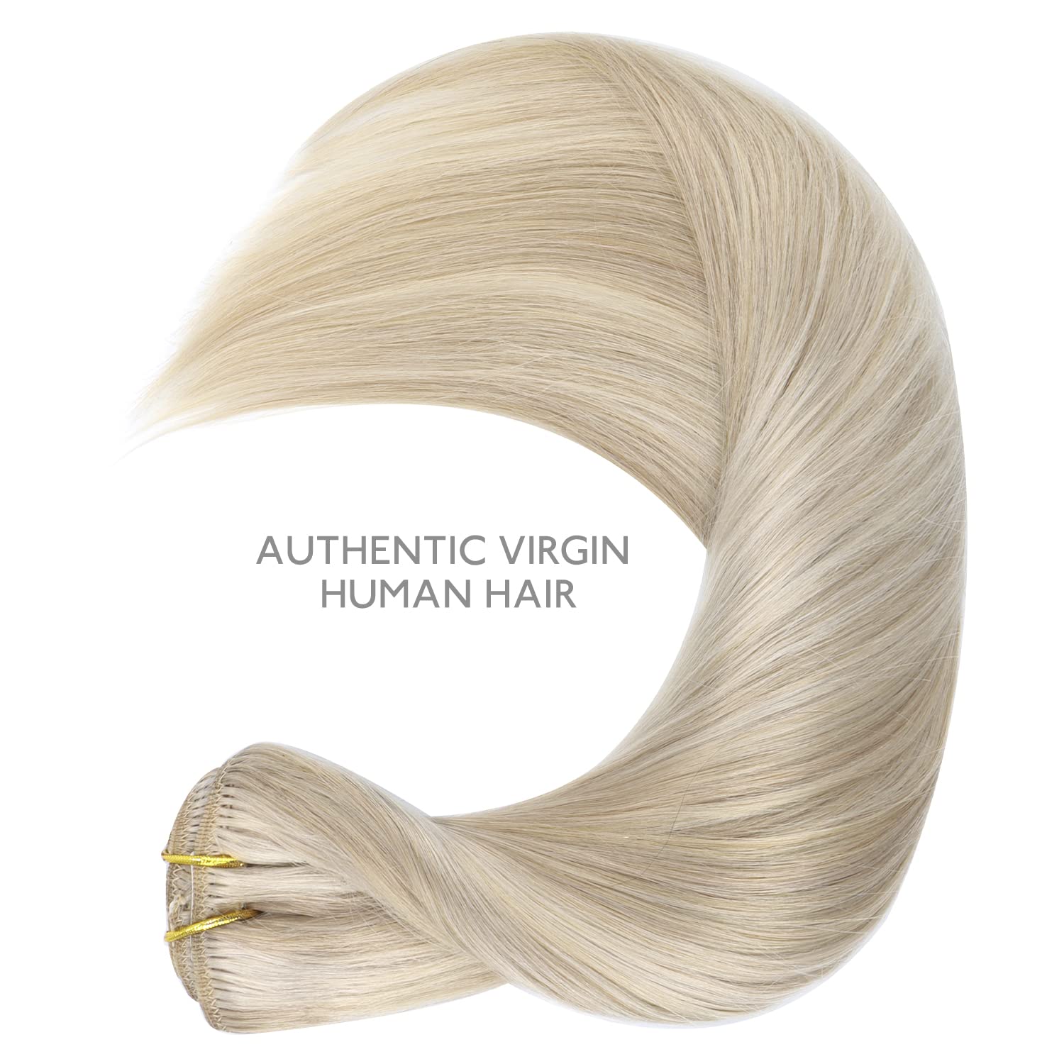 WENNALIFE Przedłużenia z naturalnych włosów z klipsem, włosy ludzkie Remy, 35 cm, 75 g, 5 szt., popielaty blond i platynowy blond
