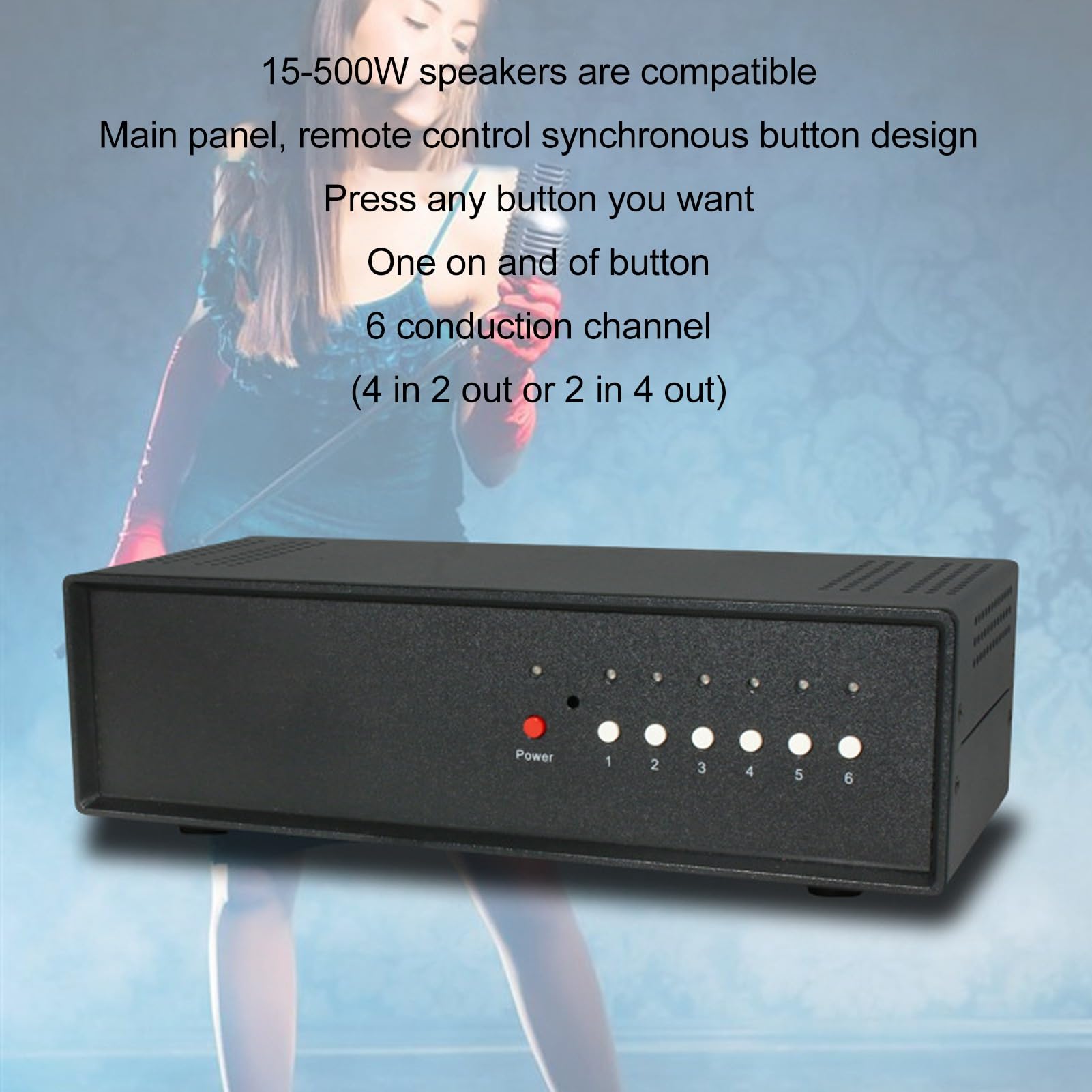Selector de Interruptor de Altavoz, Caja Selectora de Conmutador de Altavoz Panel de Control de 7 Botones de Doble Propósito con Control Remoto para Concierto para la Escuela
