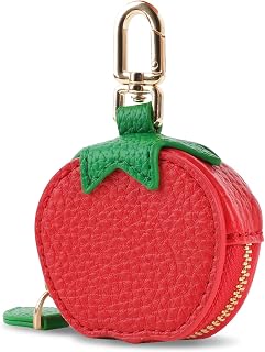 XSUIOY Orange Fruit Coin Purse Keychain Bag Charm, Mini Leather Coin Purse & Pouch Airtag Holder Keychain, Kawaii Bag Charms for Handbag, Tote, Keys, Airtag, Accessories for Girls & Women