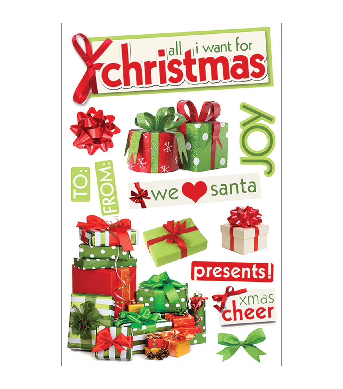 Paper House Productions 3D Çıkartmalar 4,5"x8,5"-All I Want For Christmas