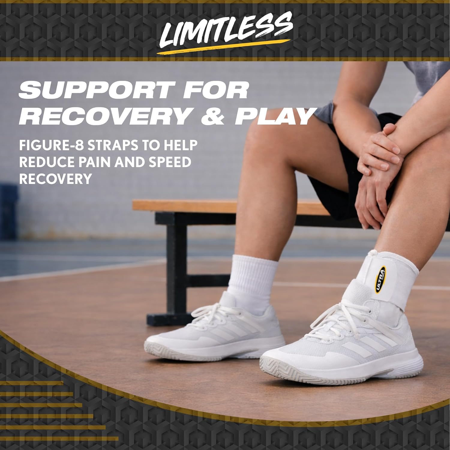 Lace Up Ankle Brace with Figure-8 Straps – Ultra 360® Figure-8 Ankle Brace for Sprained Ankles – Low Profile Sports Ankle Brace for Basketball, Volleyball & Running – Adjustable Brace for Men & Women