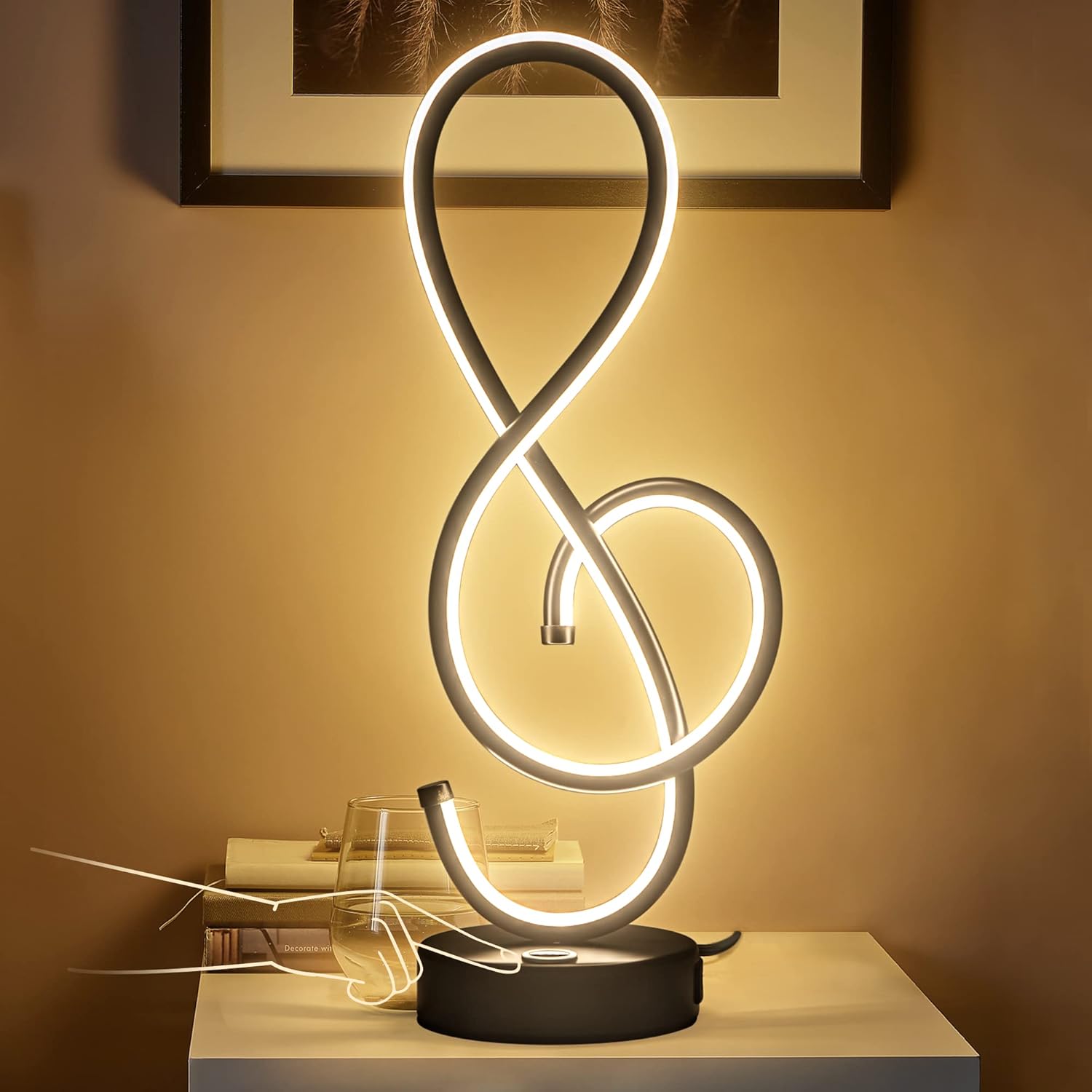 LEIP Modern Table Lamp, LED Bedside lamp with USB Prot, Touch Stepless