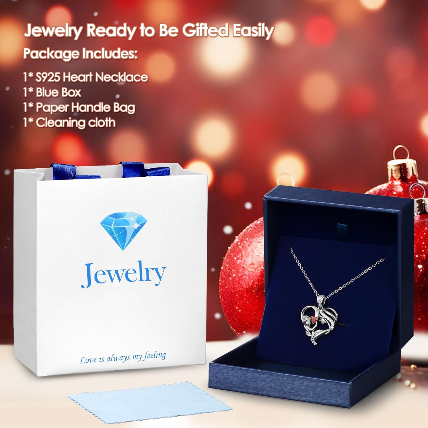 Mothers Day Gifts for Mom Wife Her Grandma, S925 Sterling Silver Birthstone Necklaces Jewelry for Women, Mother's Day Love Heart Pendant Necklace for Anniversary Birthday Christmas Day - Image 6