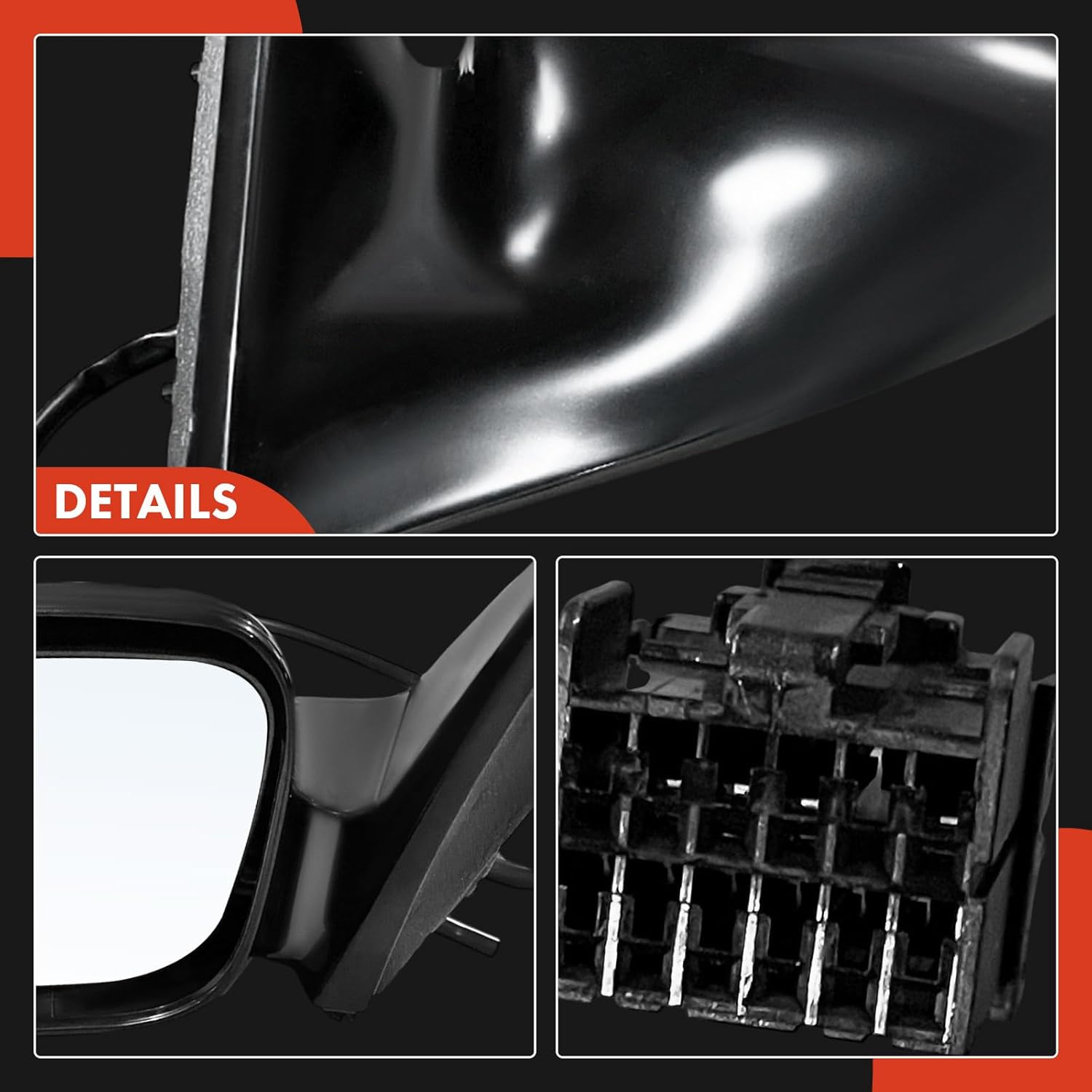 A-Premium Pair (2) Driver and Passenger Side Power Door Mirror - Compatible with Pontiac Bonneville 2000-2005 - Non-Heated Non-Folding Smooth Black Outside Rear View Mirror