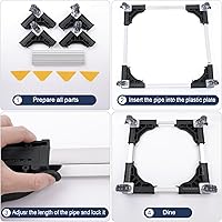 Vista 6 de W B D WEIBIDA Mobile Roller with 4 Locking Wheels, Adjustable Furniture Dolly Mini Fridge Stand Appliance Dollys Cart Washer Pedestal for Portable