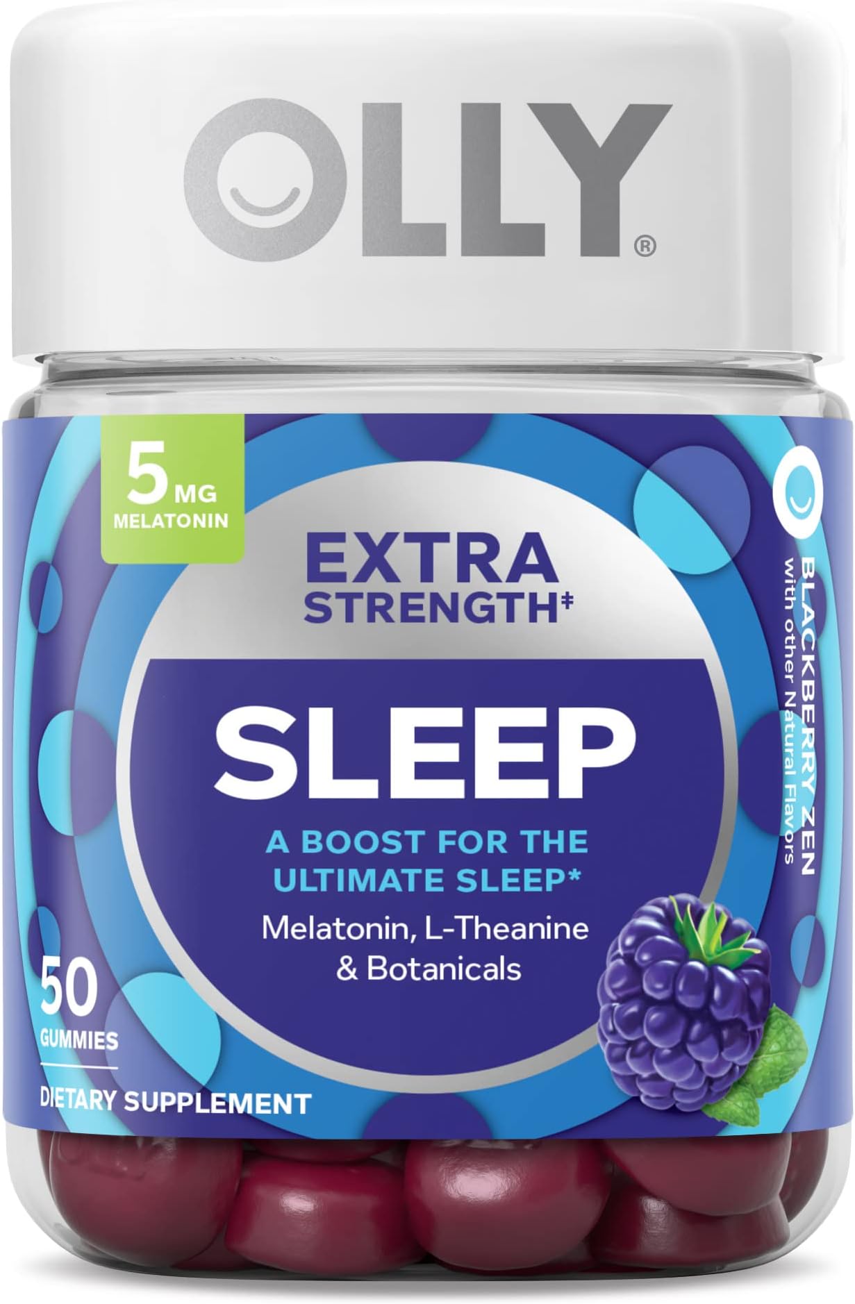 Extra Strength Olly Melatonin Sleep, BlackBerry Zen, 50 Gummies
