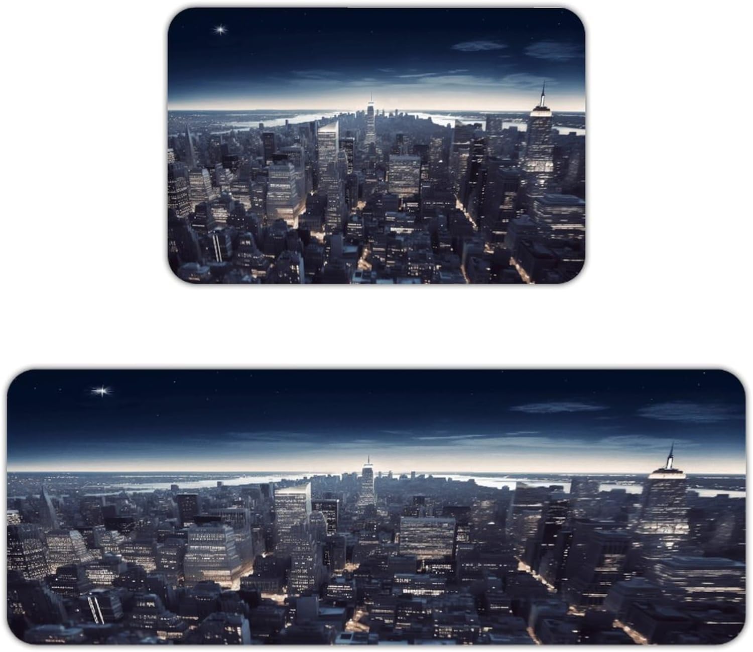 New York City Kitchen Mat Washable Non Slip Rugs Soft Kitchen Mats for Floor Set of 2 PCS Cushioned Absorbent Runner Standing Rugs for Home Sink Laundry Office