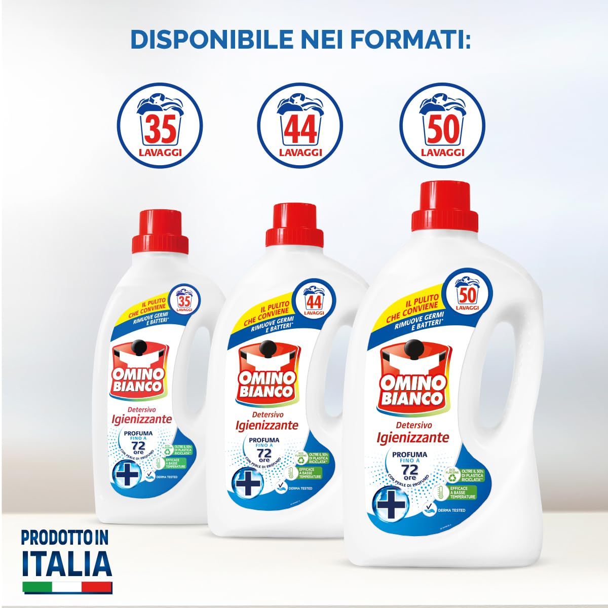Omino Bianco - Detersivo Lavatrice Igienizzante Liquido, 132 Lavaggi, Igienizza i Capi e Rimuove Germi e Batteri, 1760 ml x 3 Confezioni