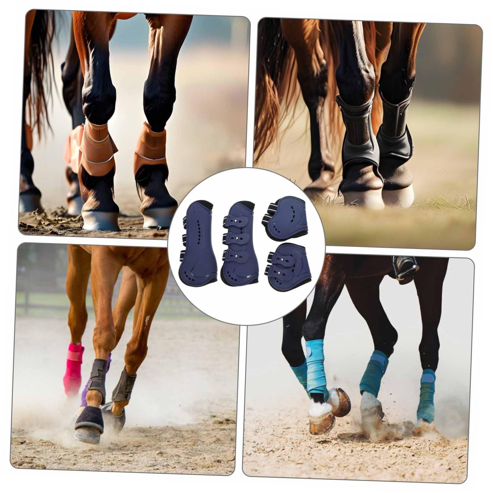 Toddmomy 4piezas Botas De Tendón para Caballos Protección PU Delanteras y Traseras para y Paseos Diseño Ergonómico y Resistente