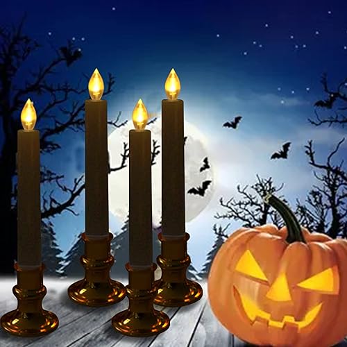 Miniatura 2 de CANDLE CHOICE Velas cónicas sin llama de Halloween con temporizador de 6 pulgadas de alto, funcionan con pilas, velas LED eléctricas para