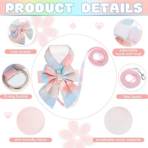 Miniatura 3 de Juego de 2 juegos de arnés y correa para perro pequeño, arnés ajustable de malla suave para cachorros, gatos, mascotas, entrenamiento para caminar