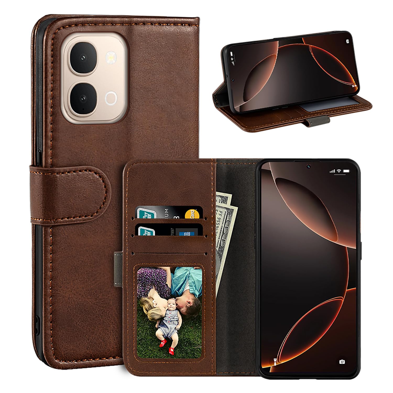 Amazon.com: UOGNADGD Leather Flip Cover Compatible with Vivo Y31D