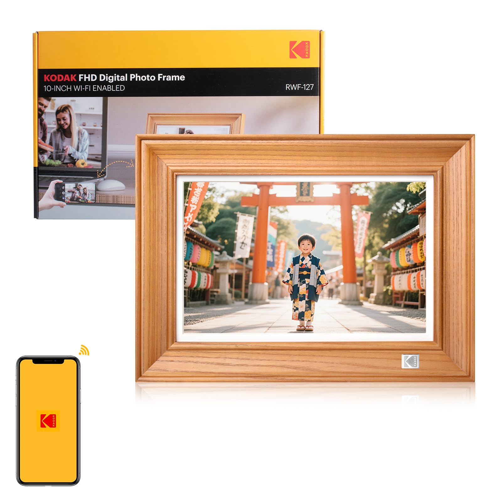 ★未開封品★KODAK Wifiデジタルフォトフレーム 10インチ 32GB内蔵 Amazon | KODAK【FHD 高質感木目 32GB内蔵】Wifiデジタルフォト
