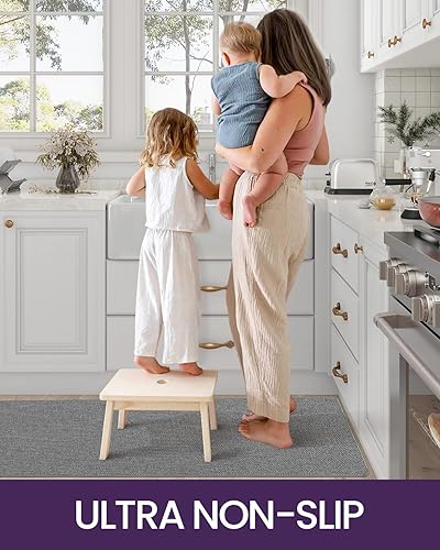 Miniatura 3 de DEXI Juego de 2 alfombras y tapetes de cocina, delgados, antideslizantes, lavables, tapetes de cocina absorbentes para el piso, tapete cómodo para