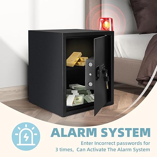 Miniatura 2 de Caja fuerte para el hogar, caja de seguridad de 1.7 pies cúbicos con teclado digital electrónico, estante extraíble, caja de dinero para documentos