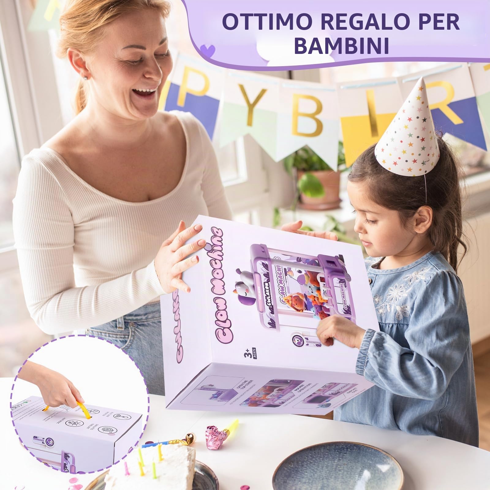 CWLAKON Candy Grabber, Macchina con Artiglio per Bambini, Macchina Artiglio Arcade con Musica, Giochi Arcade con Mini Giocattoli, Regalo di Natale e di Compleanno