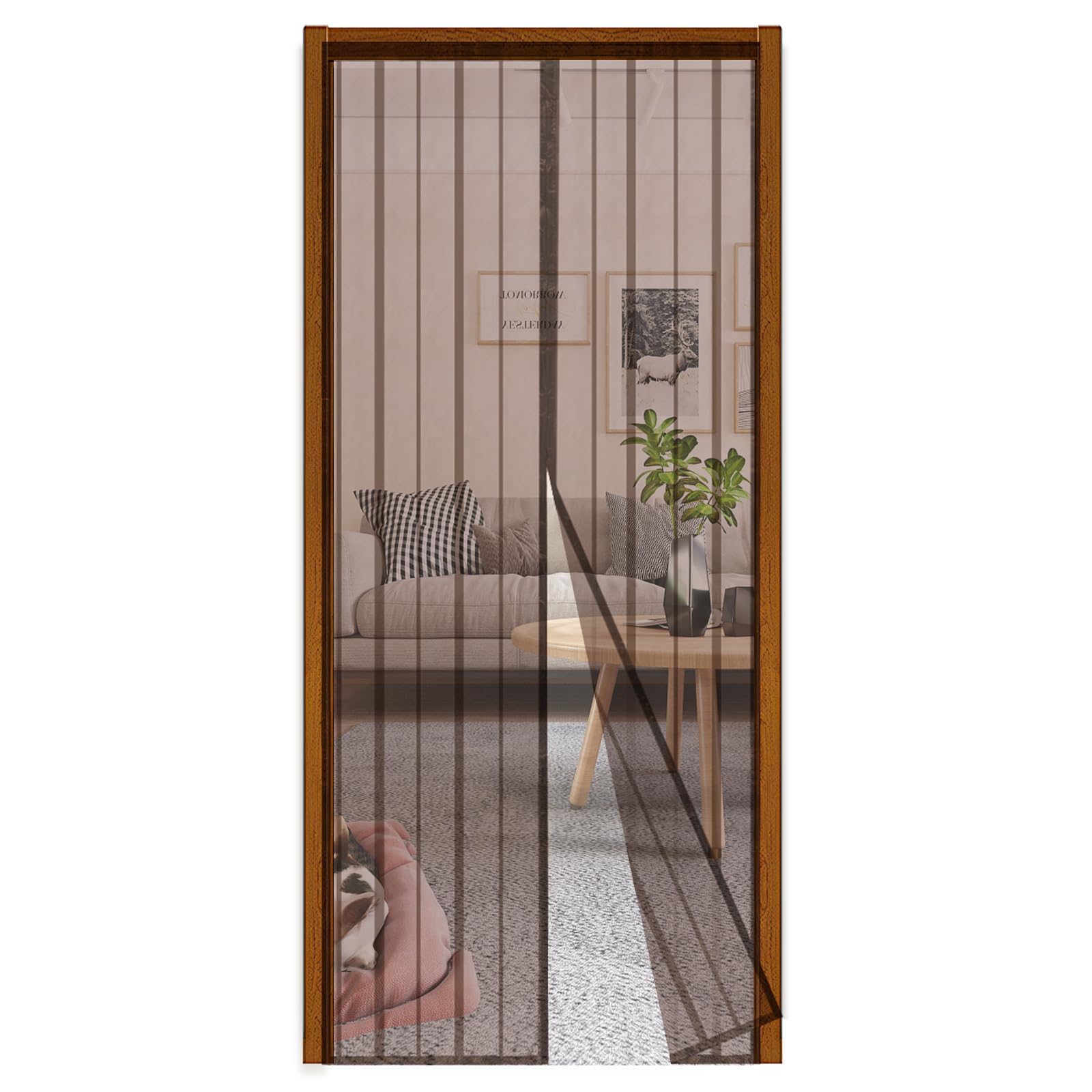 Sekey 140x240 cm Zanzariera Magnetica per Porta, anti Insetti, per Legno, Ferro, Porte in Alluminio, Facile da Installare, Non è Necessario Praticare Fori, Apertura e Chiusura Silenziosa, Marrone
