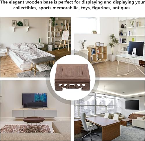 Miniatura 8 de Zerodeko Soporte elevador para plantas de madera, soporte para pedestal de flores, soporte de pedestal cuadrado para bonsái