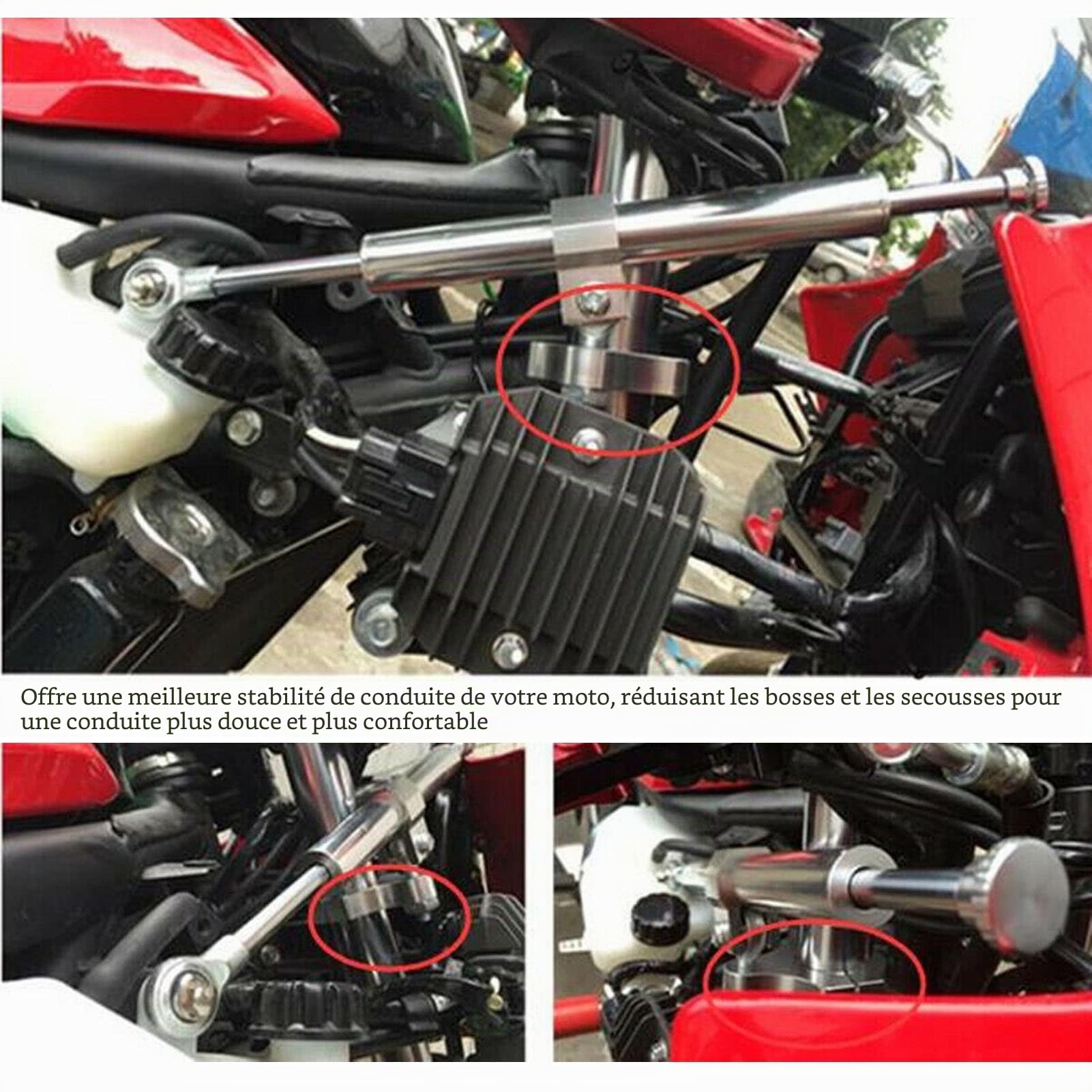 Fourche D'amortisseur de Direction, Cadre de Fourche de Moto en Aluminium, Fixation de Pied de Support de Pince de Montage Universel, Stabilisateur de Pièces de Quincaillerie