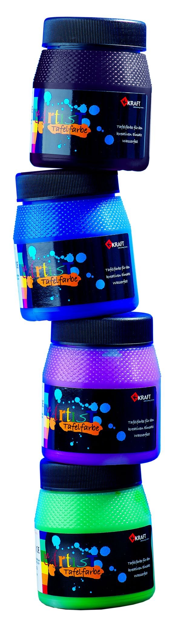 TAFELFARBEN 4er Set schwarz/blau/Fuchsie/grün Premium QUALITÄT