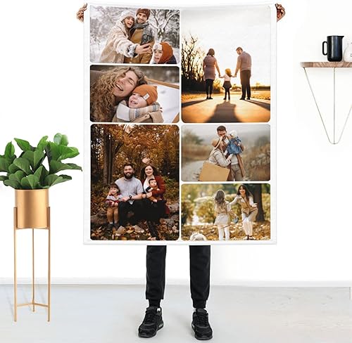 Manta personalizada con foto personalizada con imagen de 6 fotos para collage de fotos regalos personalizados para parejas novio novia esposa marido