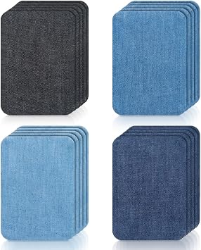 20 Premium Iron-on Denim Patches for Jeans Repair, 4 Shades of Blue 4.3 x 2.9"