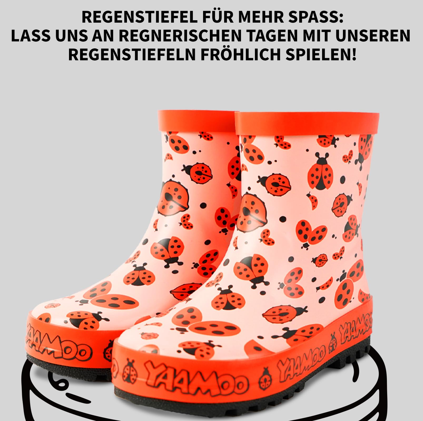 Bottes caoutchouc enfant, bottes de pluie enfant, bottes enfant fille, entièrement étanches, semelle antidérapante, couleur rose, pointure 25 à 31