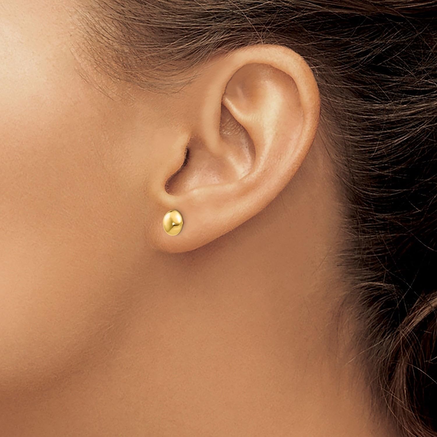 14k Yellow Gold High Polish Half Ball Post Stud Earrings, 7mm Diameter