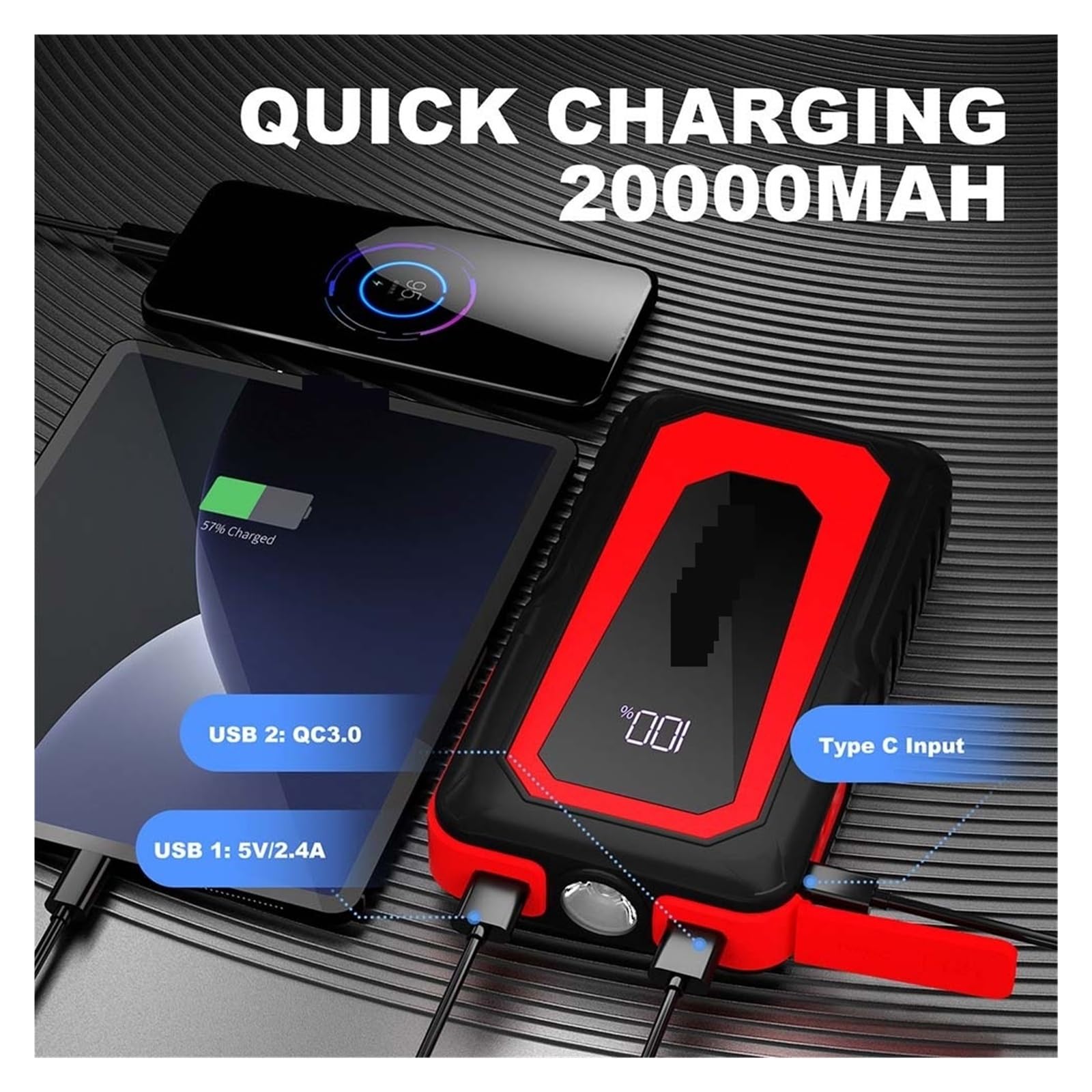 2000A Urządzenie Do Uruchamiania Awaryjnego Samochodu Power Bank Przenośny Rozrusznik Awaryjny Ładowarka Samochodowa Auto Booster Do 12V Urządzenie Do Uruchamiania Awaryjnego Samochodu