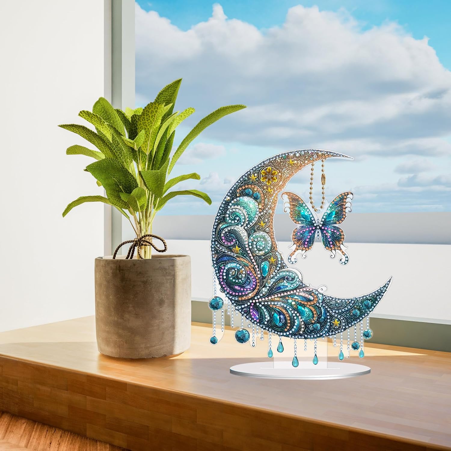 BAYUNOE 2Pcs DIY Diamond Art Painting Desktop Ornament Handmade Special Shaped Crystal Double-Sided Pattern Diamond Art Decorated Tabletop Ornaments Single Sided Diamond Home Decor-03